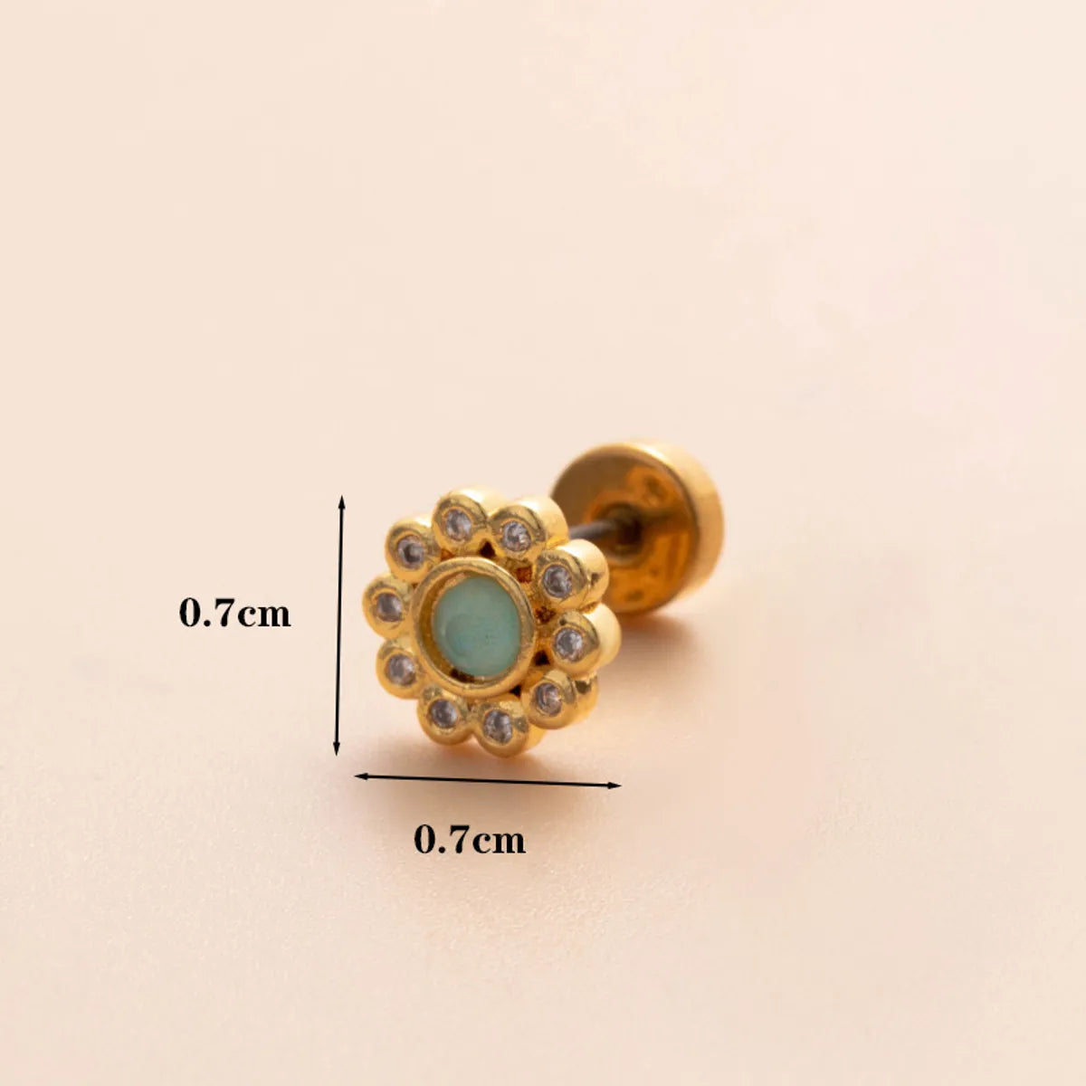 1 Piece Ear Cartilage Rings & Studs Classic Style Geometric Copper Polishing Inlay Diamond 18K Gold Plated Ear Cartilage Rings & Studs