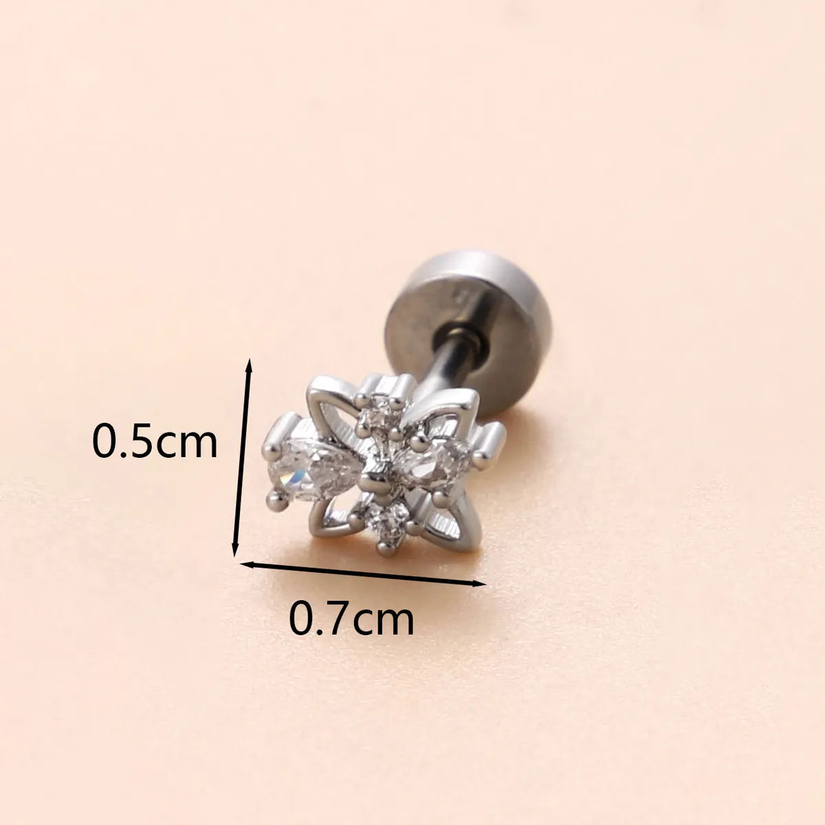 1 Piece Ear Cartilage Rings & Studs Classic Style Star Flower Butterfly 316 Stainless Steel  Copper Polishing Inlay Zircon 18K Gold Plated Ear Cartilage Rings & Studs