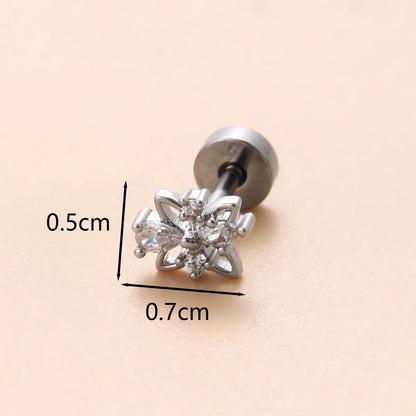 1 Piece Ear Cartilage Rings & Studs Classic Style Star Flower Butterfly 316 Stainless Steel  Copper Polishing Inlay Zircon 18K Gold Plated Ear Cartilage Rings & Studs