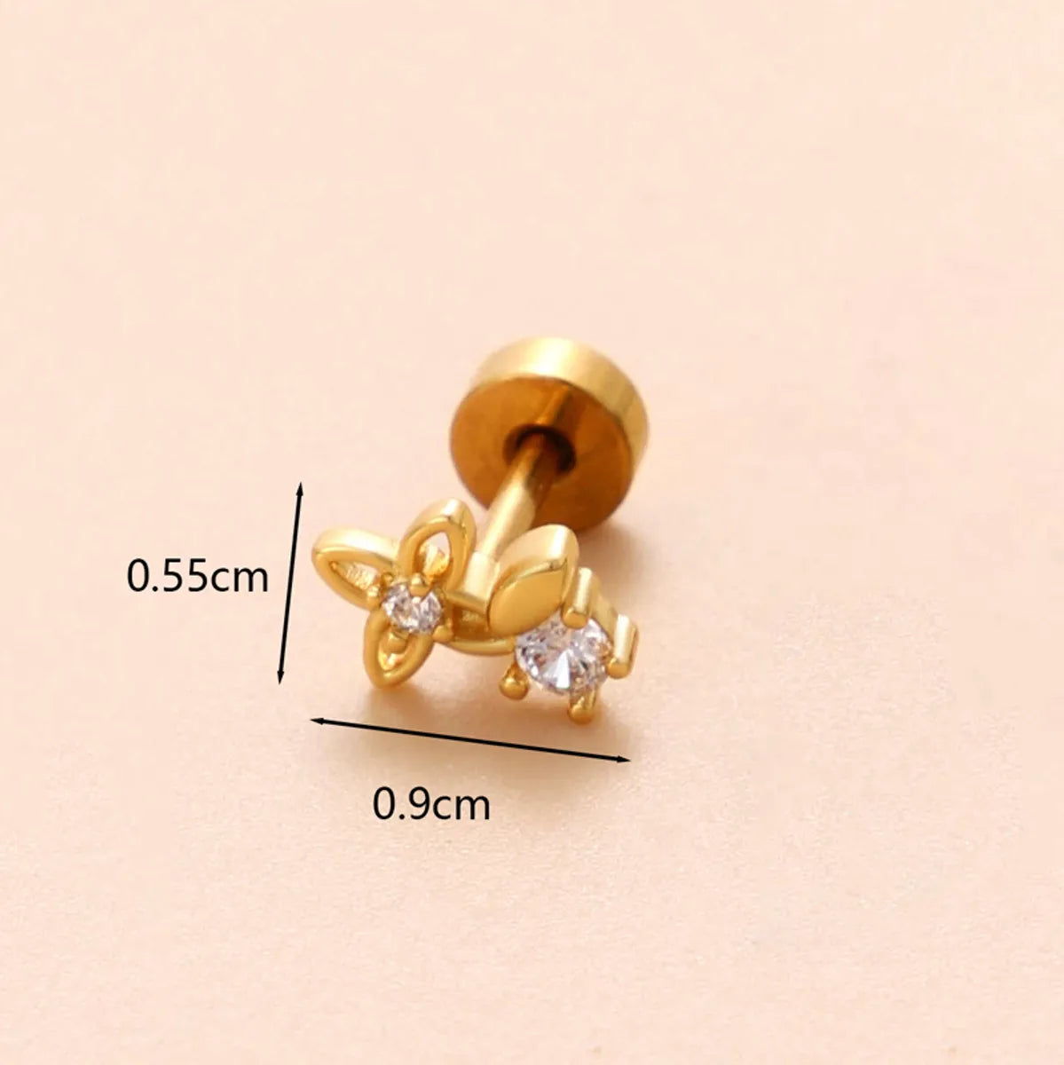 1 Piece Ear Cartilage Rings & Studs Classic Style Star Flower Butterfly 316 Stainless Steel  Copper Polishing Inlay Zircon 18K Gold Plated Ear Cartilage Rings & Studs