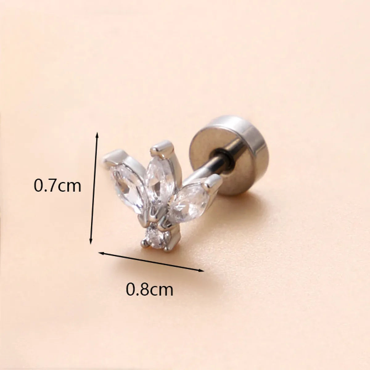 1 Piece Ear Cartilage Rings & Studs Classic Style Star Flower Butterfly 316 Stainless Steel  Copper Polishing Inlay Zircon 18K Gold Plated Ear Cartilage Rings & Studs