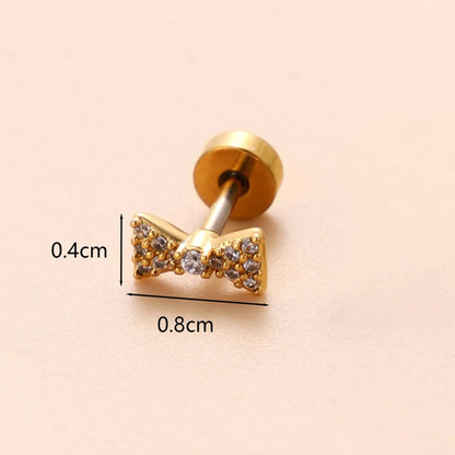 1 Piece Ear Cartilage Rings & Studs Classic Style Star Flower Butterfly 316 Stainless Steel  Copper Polishing Inlay Zircon 18K Gold Plated Ear Cartilage Rings & Studs