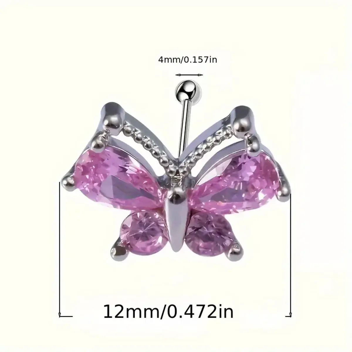 1 Piece Ear Cartilage Rings & Studs Cute Luxurious Butterfly 316 Stainless Steel  Inlay Zircon Ear Cartilage Rings & Studs