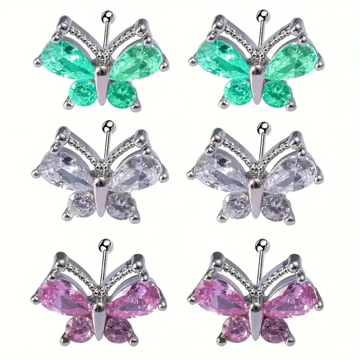 1 Piece Ear Cartilage Rings & Studs Cute Luxurious Butterfly 316 Stainless Steel  Inlay Zircon Ear Cartilage Rings & Studs