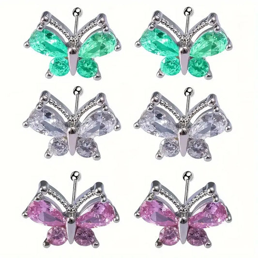 1 Piece Ear Cartilage Rings & Studs Cute Luxurious Butterfly 316 Stainless Steel  Inlay Zircon Ear Cartilage Rings & Studs