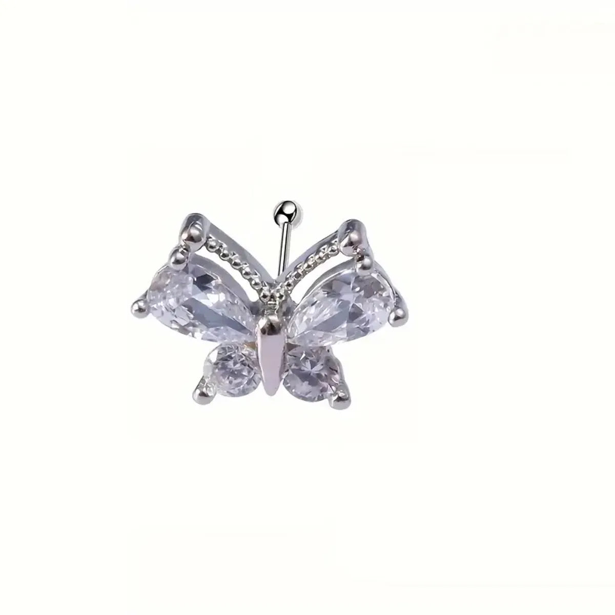 1 Piece Ear Cartilage Rings & Studs Cute Luxurious Butterfly 316 Stainless Steel  Inlay Zircon Ear Cartilage Rings & Studs