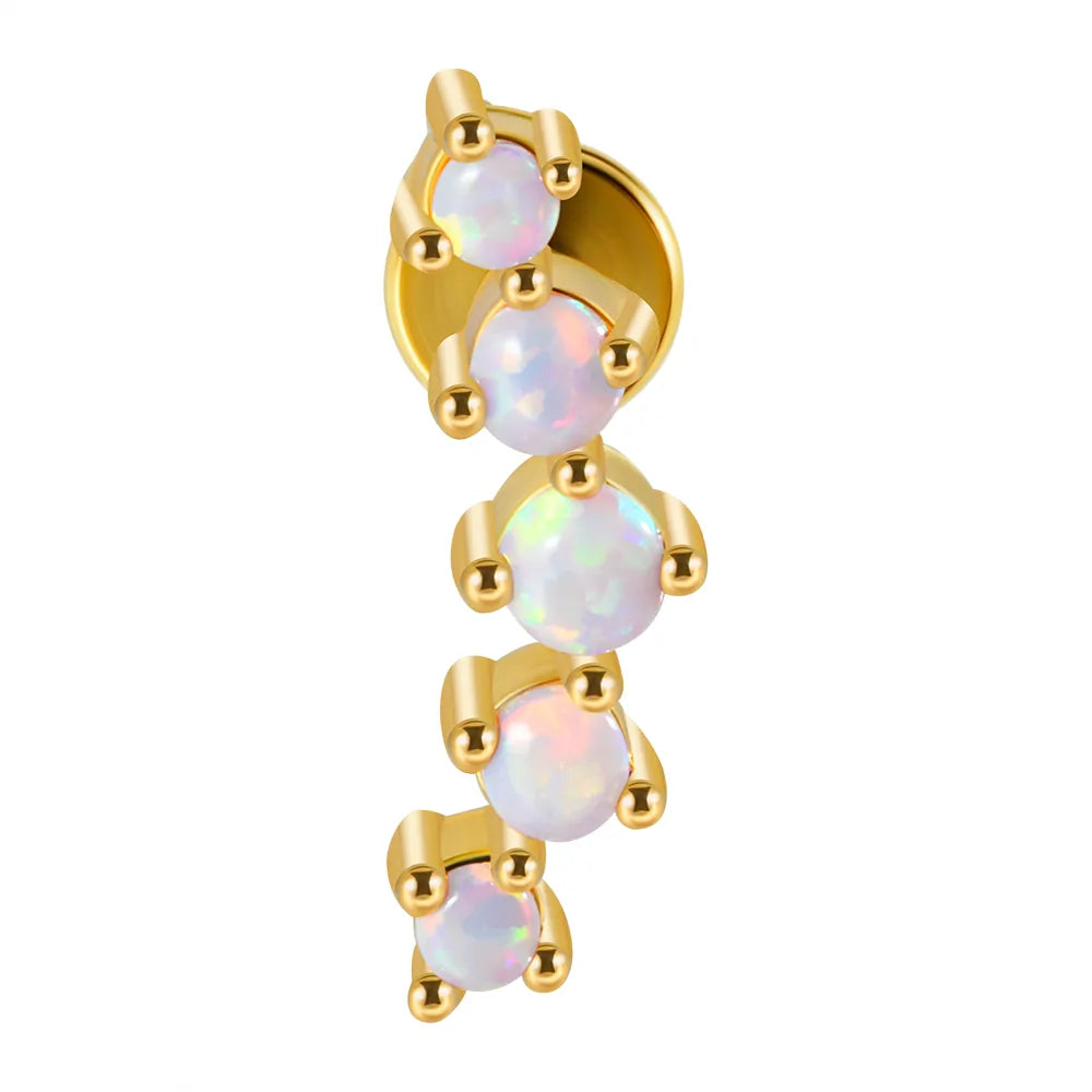 1 Piece Ear Cartilage Rings & Studs French Style Simple Style Geometric 304 Stainless Steel Copper Inlay Gem Zircon 18K Gold Plated Lip Rings Ear Cartilage Rings & Studs