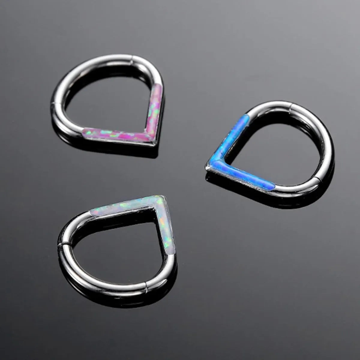 1 Piece Ear Cartilage Rings & Studs Hip-Hop Punk Simple Style Water Droplets Titanium Alloy Inlay Ear Cartilage Rings & Studs