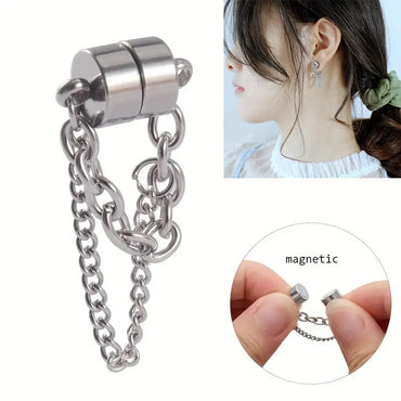 1 Piece Ear Cartilage Rings & Studs Hip-Hop Punk Streetwear Solid Color Titanium Steel Inlay Magnet Ear Cartilage Rings & Studs