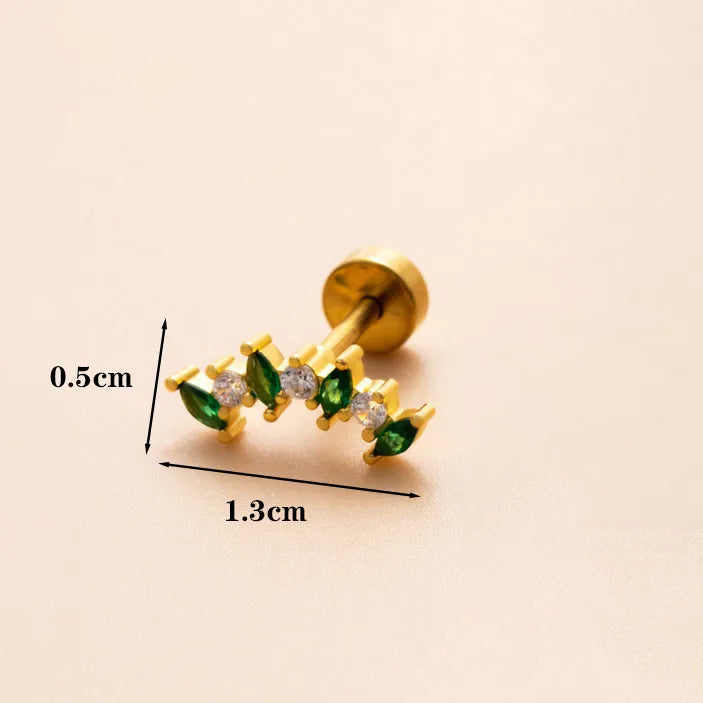 1 Piece Ear Cartilage Rings & Studs IG Style Modern Style Classic Style Geometric Flower Copper Polishing Plating Inlay Diamond 18K Gold Plated Ear Cartilage Rings & Studs