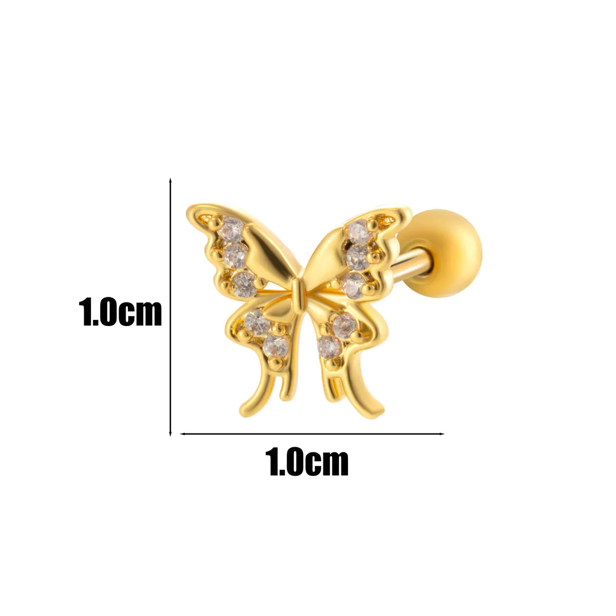 1 Piece Ear Cartilage Rings & Studs IG Style Simple Style Korean Style Heart Shape Butterfly Bow Knot Copper Inlay Zircon