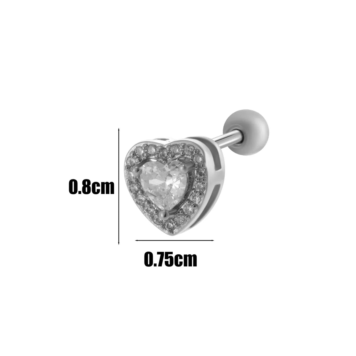 1 Piece Ear Cartilage Rings & Studs IG Style Simple Style Korean Style Heart Shape Butterfly Bow Knot Copper Inlay Zircon