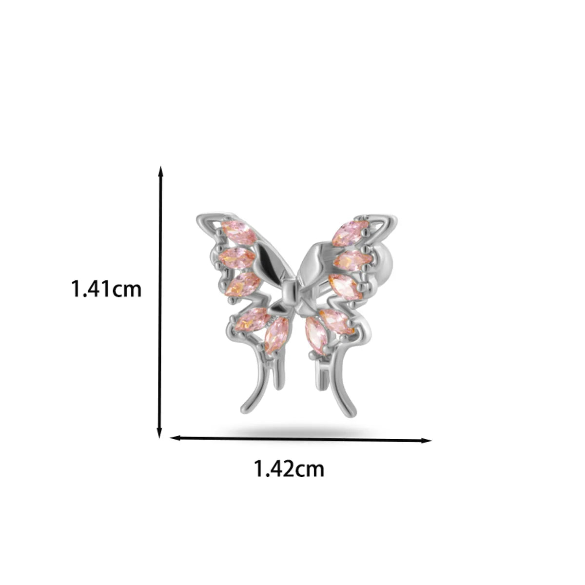 1 Piece Ear Cartilage Rings & Studs IG Style Vintage Style Simple Style Heart Shape Flower Butterfly 316 Stainless Steel  Copper Inlay Zircon Ear Cartilage Rings & Studs