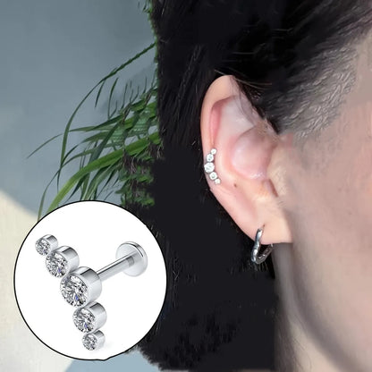 1 Piece Ear Cartilage Rings & Studs IG Style Y2K Cool Style Round Dots 304 Stainless Steel Inlay Rhinestones Ear Cartilage Rings & Studs