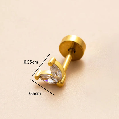 1 Piece Ear Cartilage Rings & Studs Modern Style Classic Style Flower Bee Butterfly Copper Polishing Plating Inlay Zircon 18K Gold Plated Ear Cartilage Rings & Studs