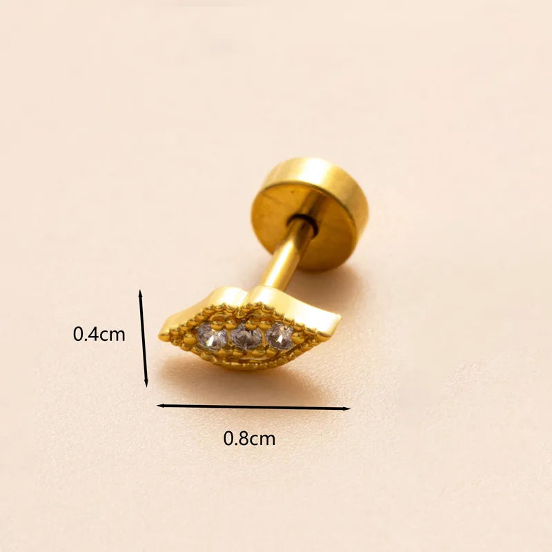 1 Piece Ear Cartilage Rings & Studs Modern Style Classic Style Flower Bee Butterfly Copper Polishing Plating Inlay Zircon 18K Gold Plated Ear Cartilage Rings & Studs