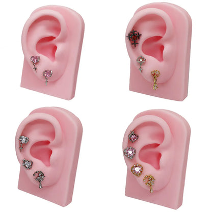 1 Piece Ear Cartilage Rings & Studs Sexy Heart Shape Floral Butterfly Glass Titanium Steel Copper Inlay Rhinestones Zircon White Gold Plated Gold Plated