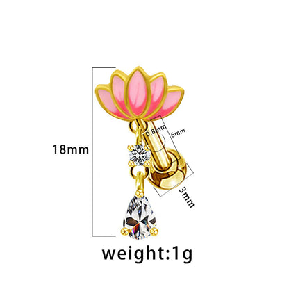 1 Piece Ear Cartilage Rings & Studs Sexy Heart Shape Floral Butterfly Glass Titanium Steel Copper Inlay Rhinestones Zircon White Gold Plated Gold Plated