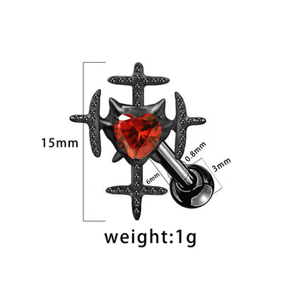 1 Piece Ear Cartilage Rings & Studs Sexy Heart Shape Floral Butterfly Glass Titanium Steel Copper Inlay Rhinestones Zircon White Gold Plated Gold Plated