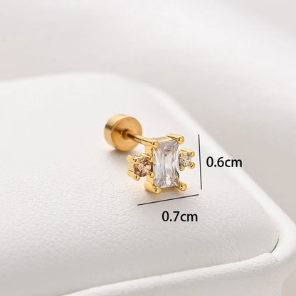 1 Piece Ear Cartilage Rings & Studs Simple Style Classic Style Heart Shape 316 Stainless Steel  Copper Polishing Inlay Diamond 18K Gold Plated Ear Cartilage Rings & Studs