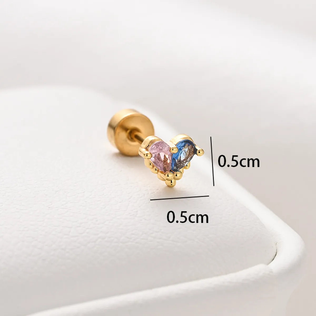 1 Piece Ear Cartilage Rings & Studs Simple Style Classic Style Heart Shape 316 Stainless Steel  Copper Polishing Inlay Diamond 18K Gold Plated Ear Cartilage Rings & Studs