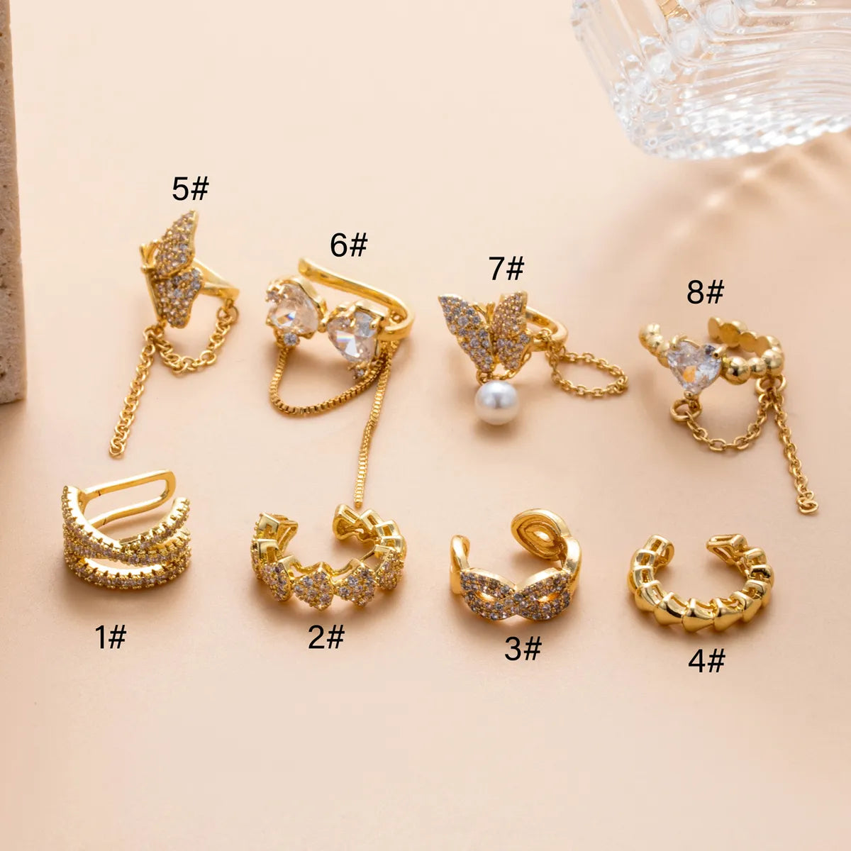 1 Piece Ear Cartilage Rings & Studs Simple Style Classic Style Heart Shape Butterfly Bow Knot Copper Inlay Zircon Ear Cartilage Rings & Studs