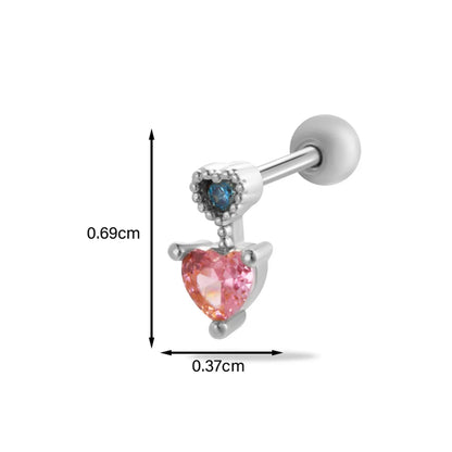 1 Piece Ear Cartilage Rings & Studs Simple Style Classic Style Heart Shape Butterfly Copper Inlay Zircon Ear Cartilage Rings & Studs