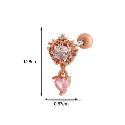 1 Piece Ear Cartilage Rings & Studs Simple Style Classic Style Heart Shape Butterfly Copper Inlay Zircon Ear Cartilage Rings & Studs