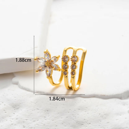 1 Piece Ear Cartilage Rings & Studs Simple Style Classic Style Heart Shape Pearl Flower Copper Inlay Zircon Ear Cartilage Rings & Studs