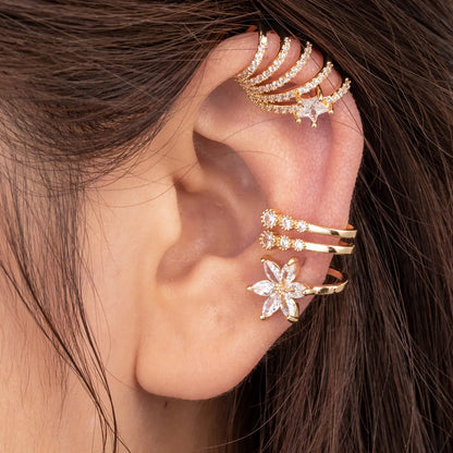 1 Piece Ear Cartilage Rings & Studs Simple Style Classic Style Heart Shape Pearl Flower Copper Inlay Zircon Ear Cartilage Rings & Studs