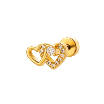 1 Piece Ear Cartilage Rings & Studs Simple Style Classic Style Heart Shape Snake Butterfly Copper Polishing Inlay Zircon 18K Gold Plated Ear Cartilage Rings & Studs