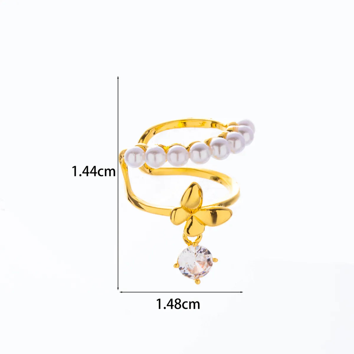 1 Piece Ear Cartilage Rings & Studs Simple Style Classic Style Pearl Flower Butterfly Copper Inlay Zircon Ear Cartilage Rings & Studs