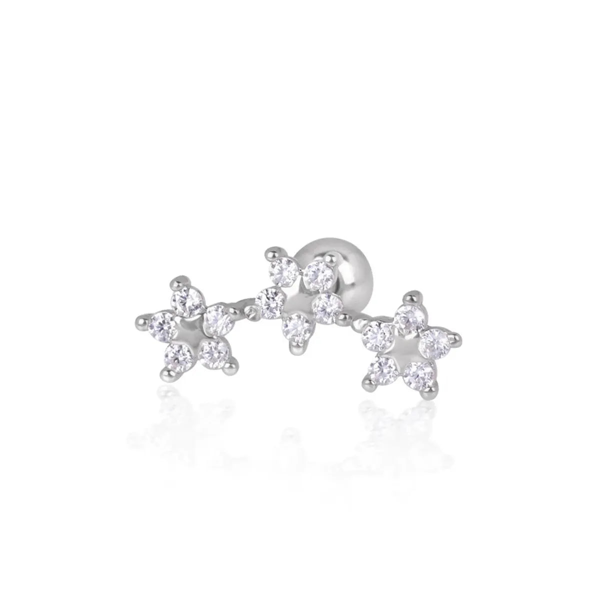 1 Piece Ear Cartilage Rings & Studs Simple Style Classic Style Solid Color Sterling Silver Inlay Zircon Ear Cartilage Rings & Studs