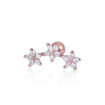 1 Piece Ear Cartilage Rings & Studs Simple Style Classic Style Solid Color Sterling Silver Inlay Zircon Ear Cartilage Rings & Studs