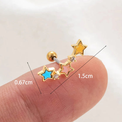 1 Piece Ear Cartilage Rings & Studs Simple Style Classic Style Star Copper Inlay Acrylic Ear Cartilage Rings & Studs