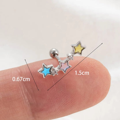 1 Piece Ear Cartilage Rings & Studs Simple Style Classic Style Star Copper Inlay Acrylic Ear Cartilage Rings & Studs