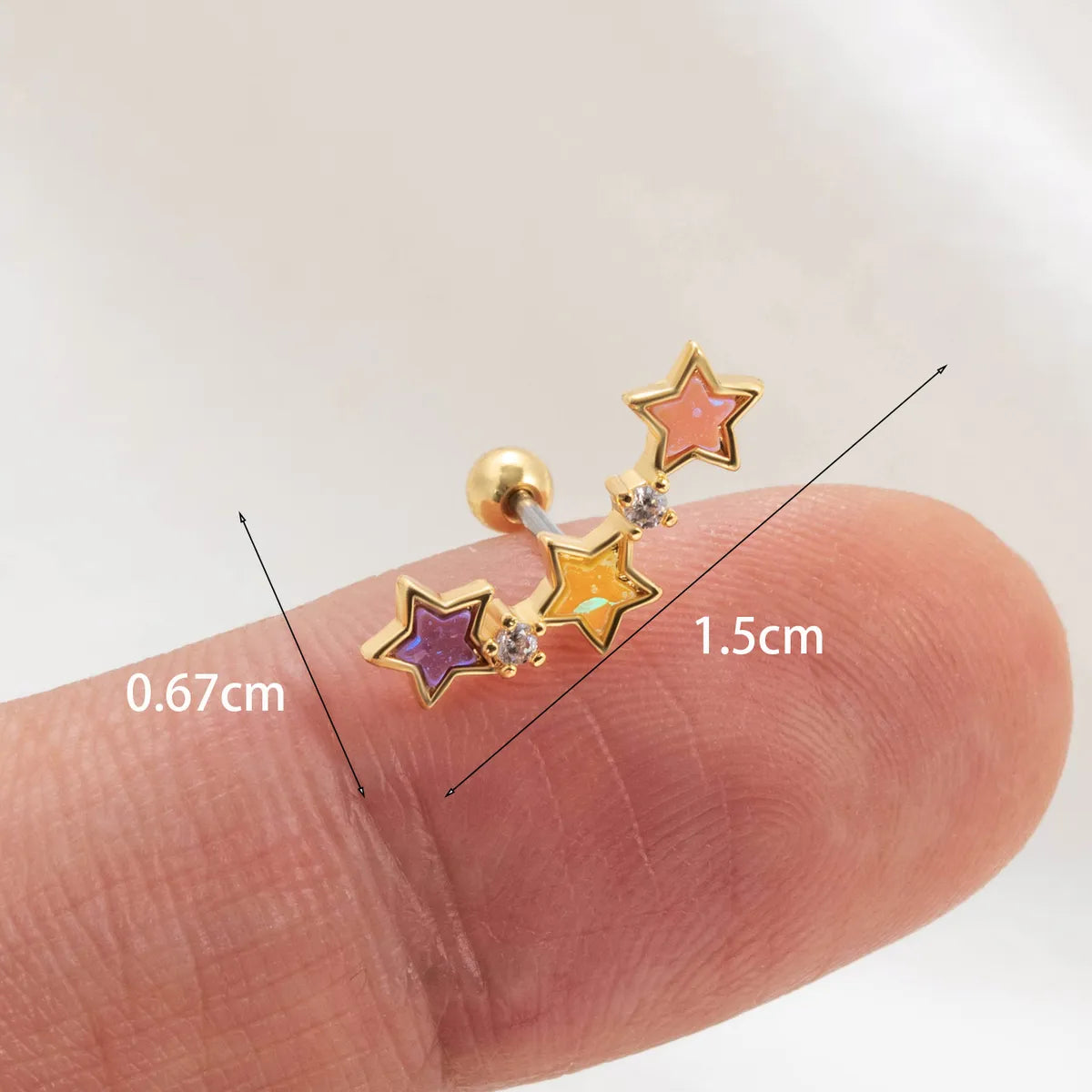 1 Piece Ear Cartilage Rings & Studs Simple Style Classic Style Star Copper Inlay Acrylic Ear Cartilage Rings & Studs