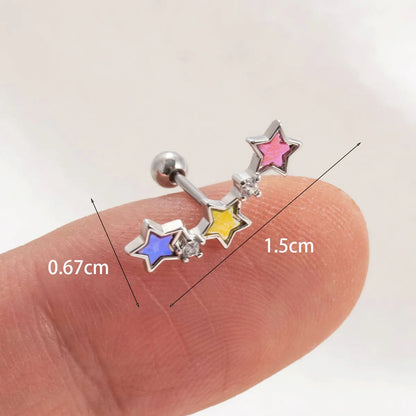 1 Piece Ear Cartilage Rings & Studs Simple Style Classic Style Star Copper Inlay Acrylic Ear Cartilage Rings & Studs