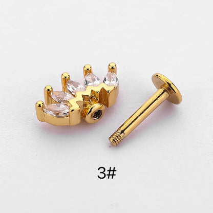 1 Piece Ear Cartilage Rings & Studs Simple Style Crown Butterfly 316L Stainless Steel  Flowers Butterfly Zircon Lip Rings Ear Cartilage Rings & Studs