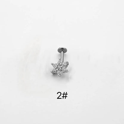 1 Piece Ear Cartilage Rings & Studs Simple Style Crown Butterfly 316L Stainless Steel  Flowers Butterfly Zircon Lip Rings Ear Cartilage Rings & Studs