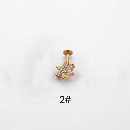 1 Piece Ear Cartilage Rings & Studs Simple Style Crown Butterfly 316L Stainless Steel  Flowers Butterfly Zircon Lip Rings Ear Cartilage Rings & Studs