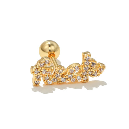 1 Piece Ear Cartilage Rings & Studs Simple Style Geometric Brass Plating Inlay Zircon Ear Cartilage Rings & Studs