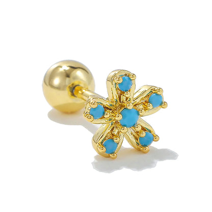 1 Piece Ear Cartilage Rings & Studs Simple Style Solid Color Brass Plating Inlay Zircon Ear Cartilage Rings & Studs