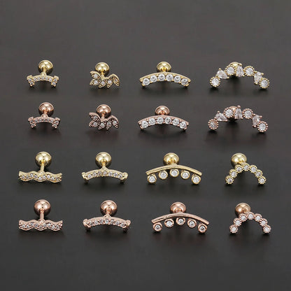 1 Piece Ear Cartilage Rings & Studs Simple Style Solid Color Brass Plating Inlay Zircon Ear Cartilage Rings & Studs