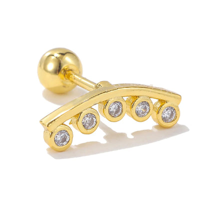 1 Piece Ear Cartilage Rings & Studs Simple Style Solid Color Brass Plating Inlay Zircon Ear Cartilage Rings & Studs