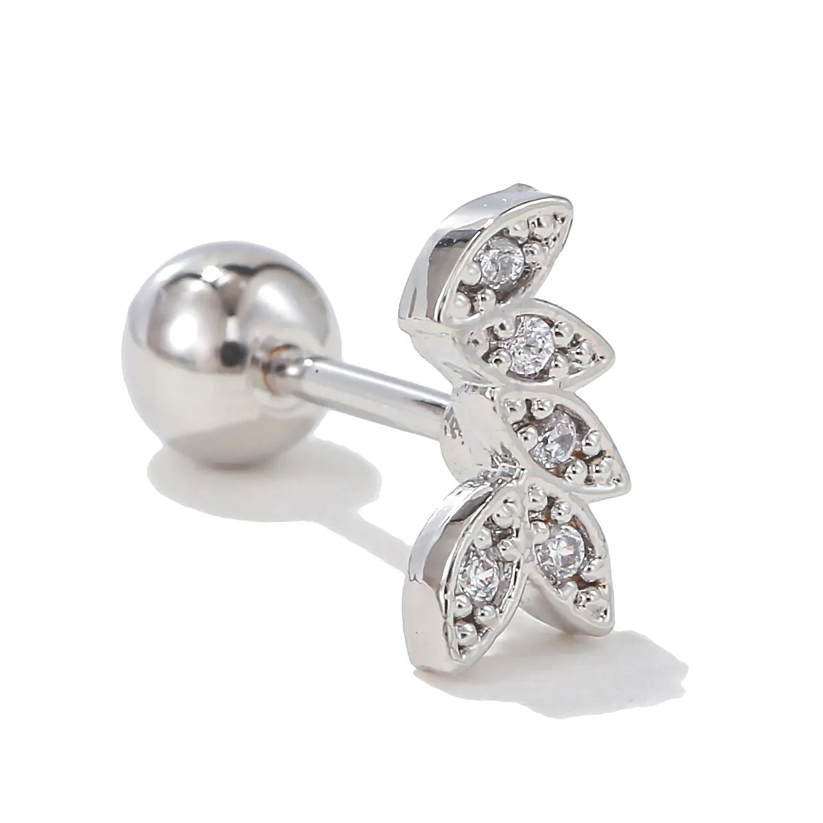 1 Piece Ear Cartilage Rings & Studs Simple Style Solid Color Brass Plating Inlay Zircon Ear Cartilage Rings & Studs