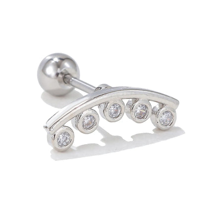 1 Piece Ear Cartilage Rings & Studs Simple Style Solid Color Brass Plating Inlay Zircon Ear Cartilage Rings & Studs