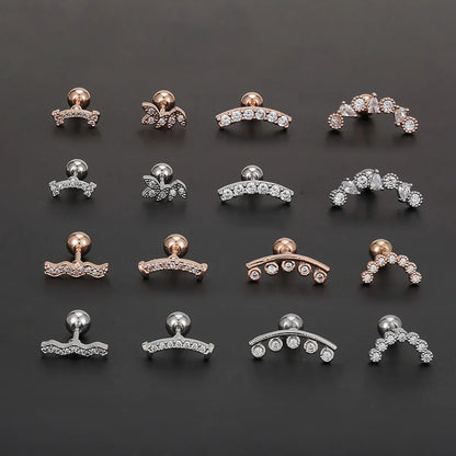 1 Piece Ear Cartilage Rings & Studs Simple Style Solid Color Brass Plating Inlay Zircon Ear Cartilage Rings & Studs