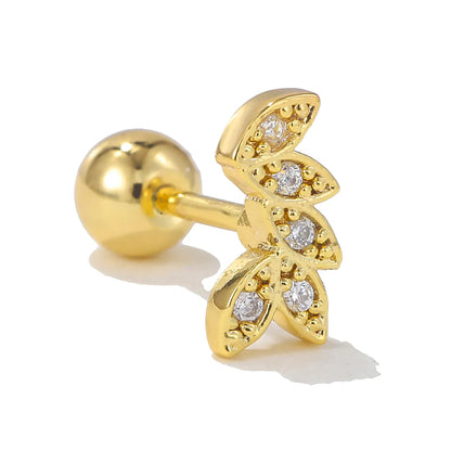 1 Piece Ear Cartilage Rings & Studs Simple Style Solid Color Brass Plating Inlay Zircon Ear Cartilage Rings & Studs