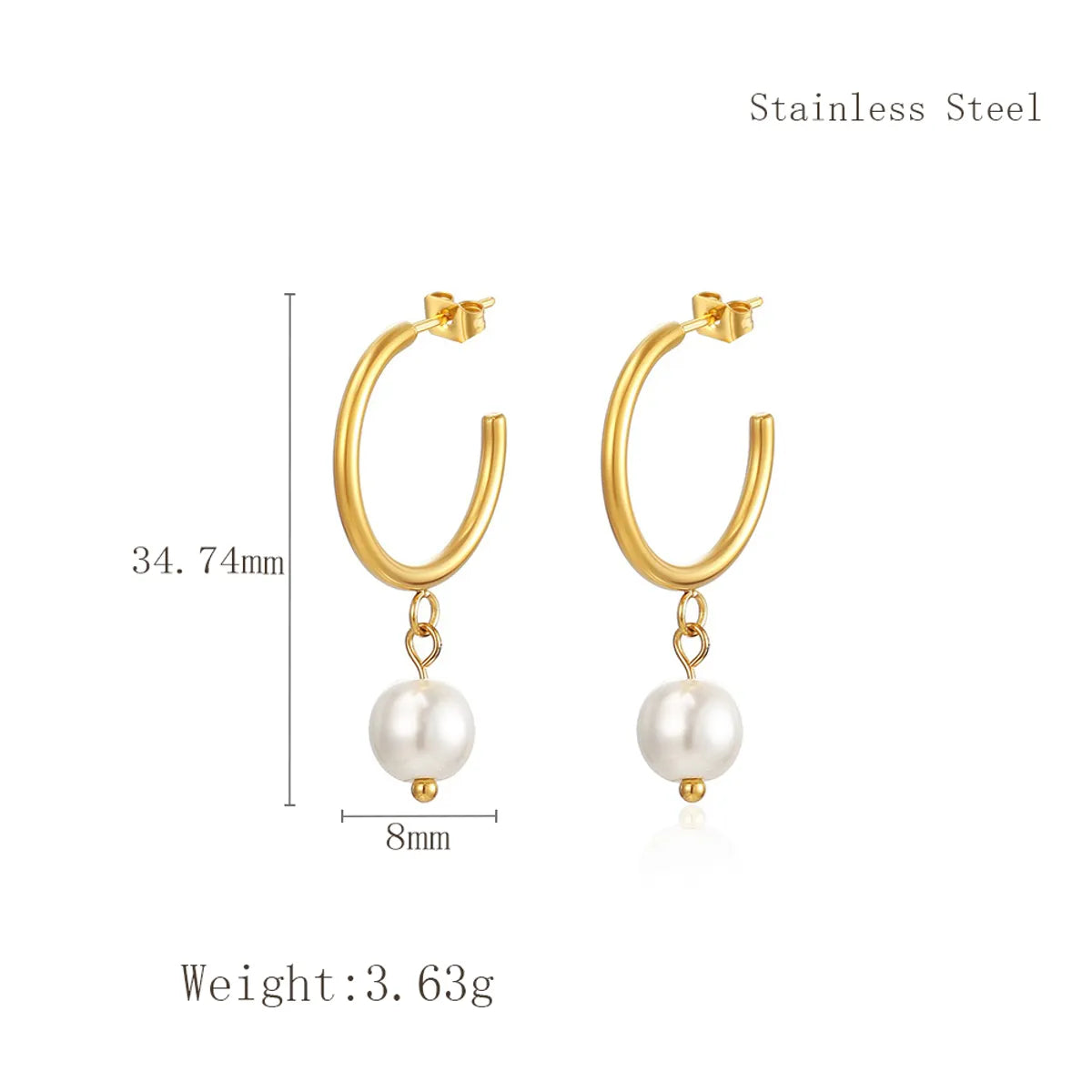 1 Piece Elegant C Shape Flower Bow Knot Inlay 304 Stainless Steel Rhinestones Pearl 18K Gold Plated Drop Earrings